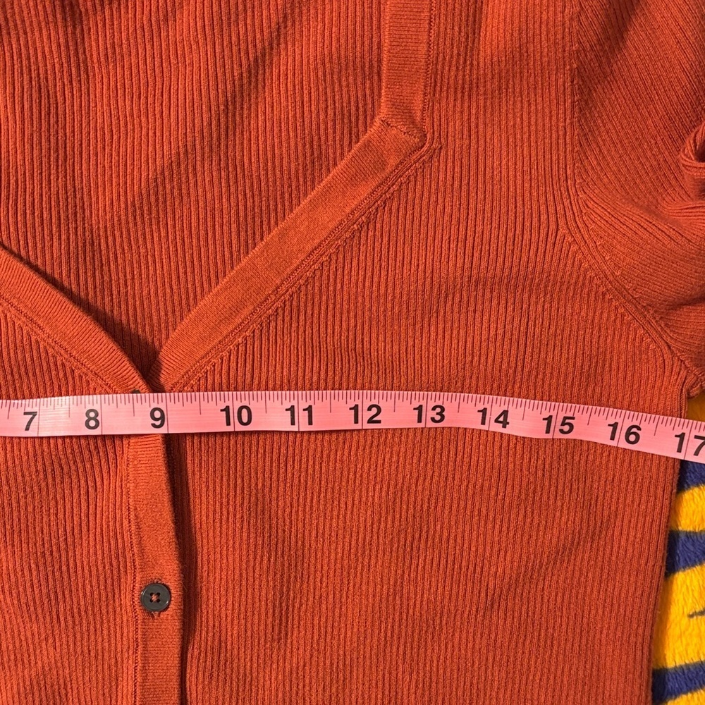 Boden Women’s Rib Knit Top with Scalloped Sleeves Rust Orange Size 12 Minimalist - Picture 4 of 8